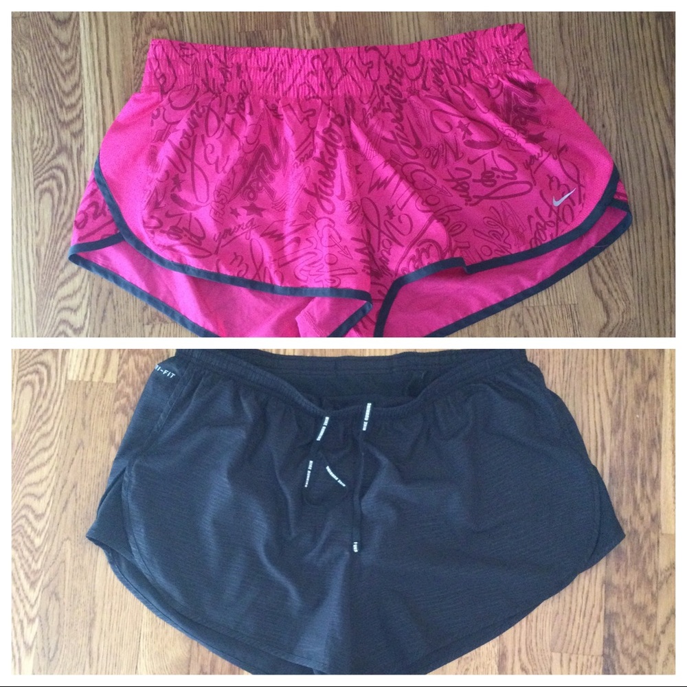 Nike - 2 Pairs of Nike Tempo Pink and Black Shorts. Size XL